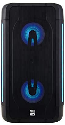 Altec Lansing Shockwave Wireless Party Speaker, Travel Bluetooth Speaker with Rechargeable Battery, Portable Sound System with Microphone, 7 LED Light Modes and Built in USB Smartphone Charger