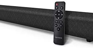 Soundbar, TOPVISION 120W Stereo Sound Bar, 2.1CH TV Sound Bar with Subwoofer, 3D Surround Sound TV Speaker, Wired & Wireless Bluetooth 5.0 Speakers for TV, USB, AUX/RCA, Optical, COA, HDMI Input
