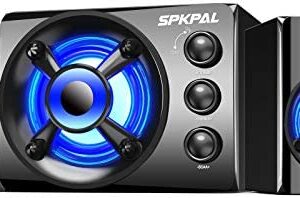 Computer Speaker with Subwoofer SPKPAL USB-Powered 2.1 Multimedia Speakers System,3.5mm Aux Input with LED Atmosphere Light Stereo Wired Desktop Speaker for Gaming PC,Laptops,Tablets