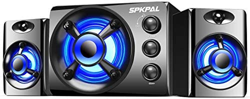Computer Speaker with Subwoofer SPKPAL USB-Powered 2.1 Multimedia Speakers System,3.5mm Aux Input with LED Atmosphere Light Stereo Wired Desktop Speaker for Gaming PC,Laptops,Tablets