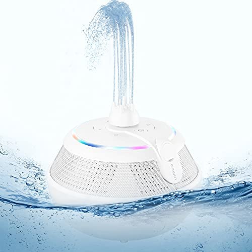 COWIN Whale Fountain Waterproof Bluetooth Speaker, Wireless Shower Floating Party Outdoor Pool Speakers with Lights Deep Bass for Hot Tub Water - White
