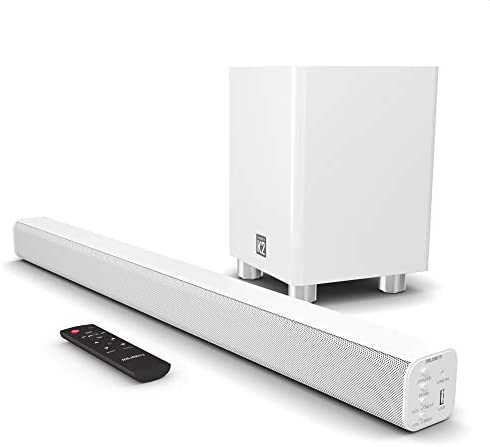 Majority K2 Bluetooth Sound Bar with Subwoofer, Home Audio System for TVs/Smart TVs, Monitor, Flat Screen, for Gaming, Home Theater and Movies, with RCA, HDMI ARC, Optical and USB Connection