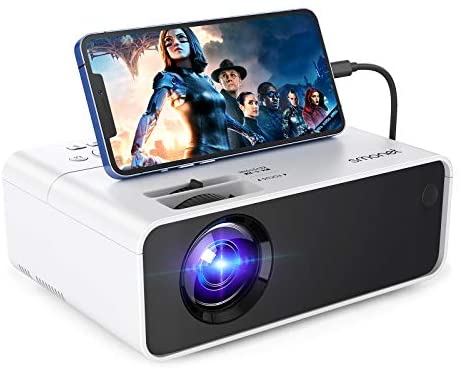 1080p Projector for Outdoor Movie,SMONET Portable Movie Mini Projector HD Supported for Outdoor Indoor Use,Home Theater Video LED LCD Projector Compatibale with TV Stick Laptops PC PS4 HDMI USB HML