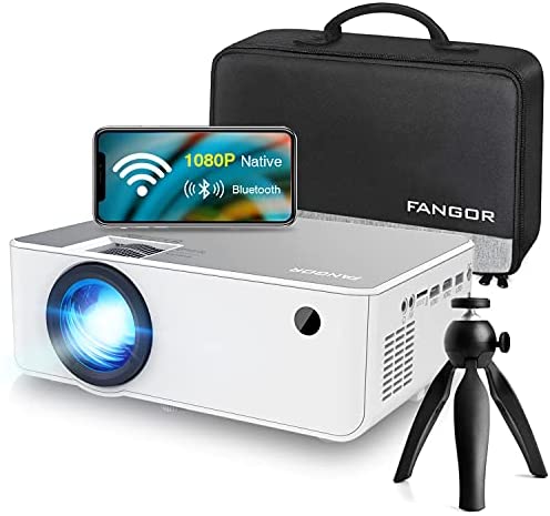 1080P HD Projector, WiFi Projector Bluetooth Projector, FANGOR 230" Portable Movie Projector with Tripod, Home Theater Video Projector Compatible with TV Stick, HDMI, VGA, USB, Laptop, iOS & Android