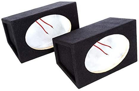 Atrend Pro Audio Tuned Speaker Enclosures Set of 2 (6 x 9 Inch) High-Grade 5/8 Inch MDF Reduces Rattles and Improves Sound Quality - Nickel Finish Speaker Terminals 18 Gauge Audio Cables