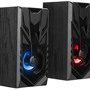 Dpofirs 1 Pair Wooden Desktop Speakers, Universal 360 ° Stereo Sound Speaker, Multifunctional Wooden Sound Box, Portable USB Multimedia Computer Speakers(Black)