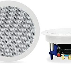 Herdio 5.25 Inch Bluetooth Flush Mount in-Ceiling 2-Way Universal Home Speaker System 300 Watts Perfect for Humid Indoor Outdoor, Kitchen,Bedroom,Bathroom,Home Theater,Covered Porches A Pair