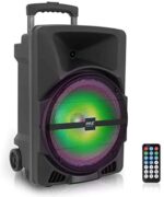 Wireless Portable PA Speaker System -1200W High Powered Bluetooth Compatible Indoor and Outdoor DJ Sound Stereo Loudspeaker wITH USB SD MP3 AUX 3.5mm Input, Flashing Party Light & FM Radio -PPHP1544B