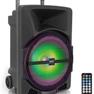 Wireless Portable PA Speaker System -1200W High Powered Bluetooth Compatible Indoor and Outdoor DJ Sound Stereo Loudspeaker wITH USB SD MP3 AUX 3.5mm Input, Flashing Party Light & FM Radio -PPHP1544B