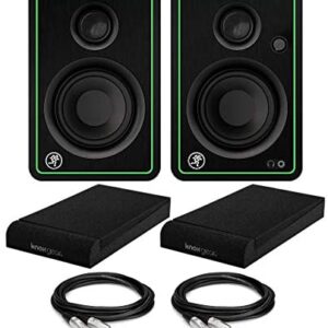 Mackie CR3-XBT 3-Inch Multimedia Monitors with Bluetooth (Pair) Bundle with Knox Gear Studio Monitor Isolation Pads