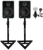 2 Mackie CR5-X 5" Multimedia Studio Monitor Speakers+Microphone+Stands+Foam Pads