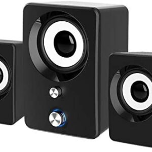 Computer Speakers, Maboo 3.5mm Jack PC Speakers Wired with Subwoofer, USB Powered Multimedia 2.1 Channel for Desktop