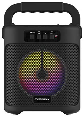 memzuoix Bluetooth Speaker Loud, Multi-Function Portable Wireless Speakers with FM Radio, TF Card, USB Port, Aux Input, Bluetooth Party Speakers with Flashing Led Lights for Indoor& Outdoor (Black)