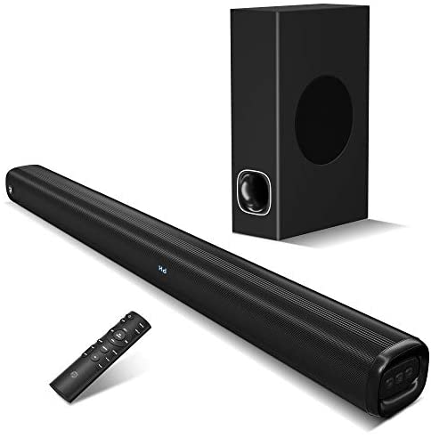 Soundbar with Subwoofer,2.1CH with 3D Surround Sound, Works with 4K & HD TVs, HDMI(arc)/Optical/Aux/USB Drive/Bluetooth5.0 Connection(Model: P28,160W)