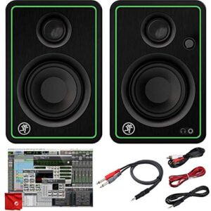 Mackie CR3-X 3-Inch Creative Reference Multimedia Monitors Bundle with Pro Tools First DAW Music Editing Software and Dual 1/4" Stereo to 3.5mm Cable