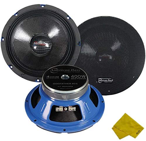 American Bass Godfather 8" Midrange Car Speaker, 400 Watt Maximum Power, Mid Bass Car Audio Stereo Woofer Loudspeaker, 4 Ohm Voice Coil – (1 Speaker)