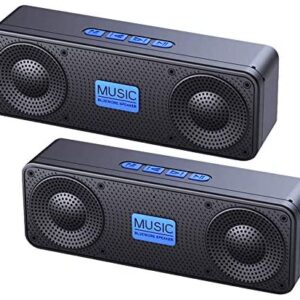 2Pack Bluetooth Speaker,Crystal Clear 3D Stereo Hi-Fi Bass Portable Wireless Bluetooth Speaker 5.0 with 18H Playtime,Two Speaker Together Create Wonderful Sound,Blue