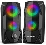 Computer Speakers SPKPAL RGB Gaming Speaker PC 2.0 Wired USB Powered Stereo Volume Control Dual Channel Multimedia AUX 3.5mm for Laptop Desktop Tablet Phone Monitors