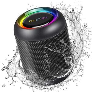 IPX7 Waterproof Speaker, DuoTen Portable Bluetooth 5.0 Wireless Speaker with RGB Light Show 360° Surround Sound TWS with Mic AUX Micro SD 24 Hours Playtime for Travel, Home, Party, Shower & Outdoors