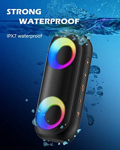 Kunodi IPX7 Waterproof Bluetooth Speaker with Colourful RGB Lights