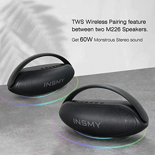 INSMY Bluetooth Speaker, Moveable Waterproof Wi-fi Speaker