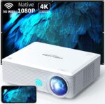 WISELAZER Native1080P ultra HD 7500L home movie Projector , Support 4K ,5G wireless outdoor portable projector,Compatible With Chromecast/Tv Boxphone/Pc/Laptop/Ps4